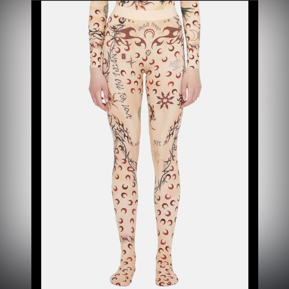 Marine Serre Tan Tattoo Print Leggings